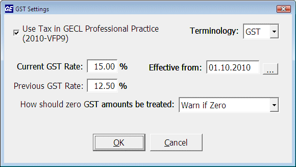 GST Settings Window